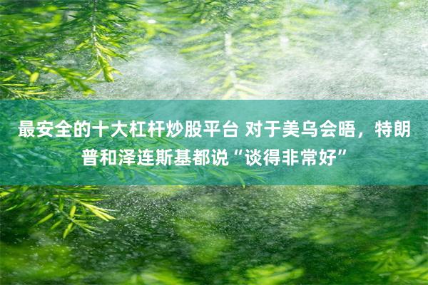 最安全的十大杠杆炒股平台 对于美乌会晤，特朗普和泽连斯基都说“谈得非常好”